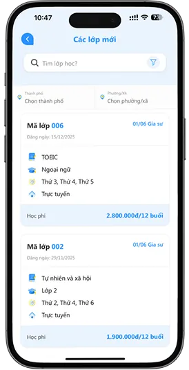 Bước 02 – Xem danh sách lớp mới